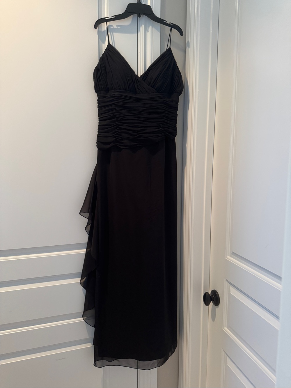 Rimini Black Chiffon Ruched Maxi Dress